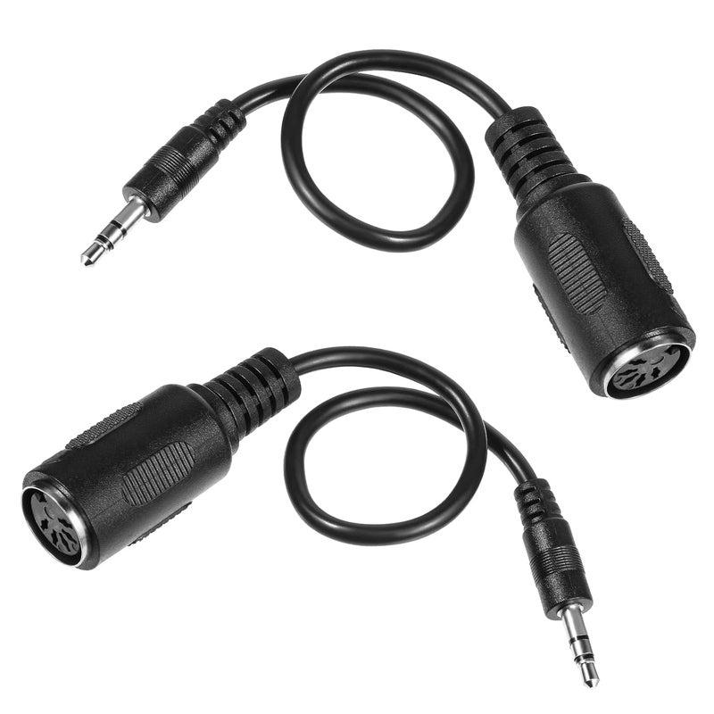 Eldraqth 2 Pack of Type-A MIDI to 3.5mm Adapter, 14" MIDI Female to TRS 3.5mm Male Breakout Cable Audio Converter BMIDI-5-35 Type A TRS Male 5-pin DIN Cable Ultra-Small Plugs for Keyboards Synths DAWs - Image 1